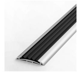 Порог прямой алюминиевый (40 мм; 2.7 м; без покрытия; черная резинка) Лука УТ000024462 