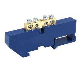 Нулевая N шина с синим изолятором на DIN-рейку REXANT 6x9 мм стойка большая 4 группы 11-2338 