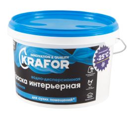 Интерьерная водно-дисперсная краска KRAFOR супербелая 3 кг 26959 
