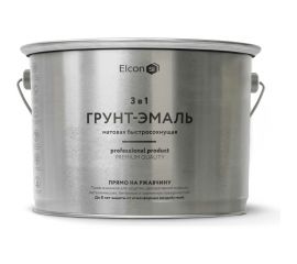 Быстросохнущая грунт-эмаль по металлу Elcon (3 в 1 по ржавчине; матовая; красная; 2 кг) 00-00462664 