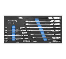 HOEGERT TECHNIK Набор рожково-накидных ключей с трещоткой и шарниром 14шт. HT1R048-HT1R061 