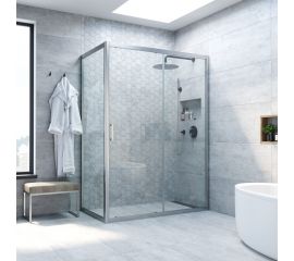 Vegas-Glass Душевой уголок профиль матовый хром стекло прозрачное ZP+ZPV NOVO 100*80 07 01 