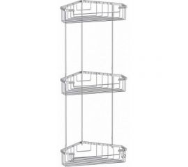 FBS Полочка-решетка с крючками угловая 3-х ярусная 23/23/23 cm хром RYN 009 