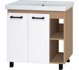 Misty Крафт - 80 Тумба напольная 2 дв. (беж. зебрано/бел) ПВХ П-Кра-07080-011 