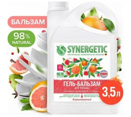 Гель-бальзам для мытья посуды и детских игрушек SYNERGETIC Розовый грейпфрут и специи 3.5 л 103352 