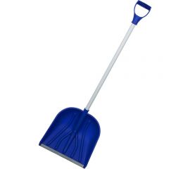 Снеговая лопата с планкой и алюминиевым черенком с V-образной рукояткой РемоКолор пластмассовая, синяя, 410x460 мм 69-0-431 