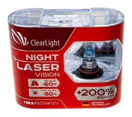 Комплект ламп Clearlight HB3, 12 В, 60 Вт, Night Laser Vision +200% Light, 2 шт. ML9005NLV200 