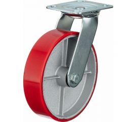 Колесо поворотное (200 мм; игольчатый подшипник; грузоподъемность 350 кг; чугун; полиуретан) СТЕЛЛА-ТЕХНИК N29200CPU 