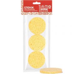 Спонж для умывания TIAMO Natura КРУГ целлюлоза, диаметр 70 мм, 3 шт. 12555 