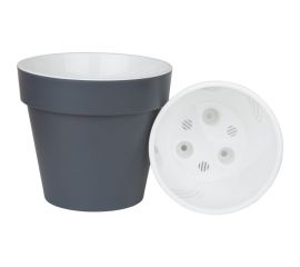 Пластиковый горшок liveingreen Протея 6 л, антрацит, с вкладкой, диам. 23.5 см, высота 22.5 см ПР25-12 