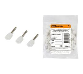 Штыревой втулочный изолированный наконечник двойной TDM НШвИ 2, 0.75х10, 100шт SQ0521-0003 