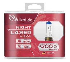Комплект ламп Clearlight H4 12V-60/55W Night Laser Vision +200% Light, 2 шт. MLH4NLV200 