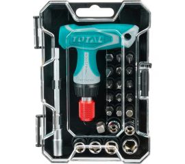 Т-образная реверсивная отвертка с насадками 18 шт. TOTAL TACSD30186 