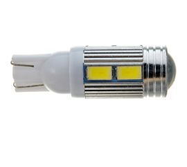 Автолампа диод T10 W5W 10 SMD диодов 1-контурная с линзой без цоколя белая салон SKYWAY S08201107 