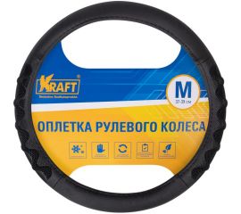 Оплетка KRAFT эко-кожа с резиновыми вставками, размер M, 38 см, черная KT 800351 