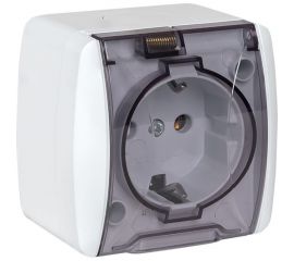 1-местная розетка EKF Владивосток 16А с заземлением с прозрачной крышкой IP54 R16-029-30-54-T EQR16-029-30-54-T 