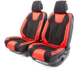 Каркасные 3D накидки на передние сиденья CarPerformance 2 шт., экокожа и алькантара CUS-3034 BK/RD 