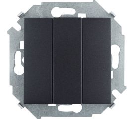 Трехклавишный выключатель Simon 10А 250В, винтовой зажим, графит 1591391-038 