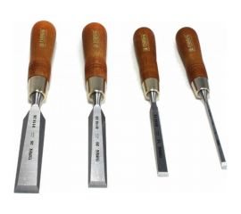 Набор из 4 плоских стамесок с ручкой NAREX WOOD LINE PLUS 6, 12, 20, 26 мм 863201 