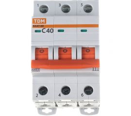 Автоматический выключатель TDM ВА47-60 3Р 40А 6кА характеристика С SQ0223-0113 