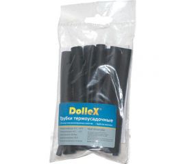 Термоусадочная трубка с клеем DolleX коэффициент усадки=3:1, набор 10 шт., 3 - 12 мм, черные TU-010 