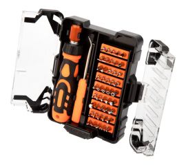 Реверсивная отвертка с набором бит KRANZ CR-V, 48 предметов в кейсе KR-12-4775 