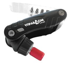 Реверсивно-рычажная отвёртка в наборе с битами Управдом 7 в 1 РН№1, №2 4100002832 