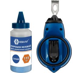 Набор из шнура и краски КОБАЛЬТ длина шнура 30м, в пластиковом корпусе, синий меловой порошок, 115 гр 907-217 