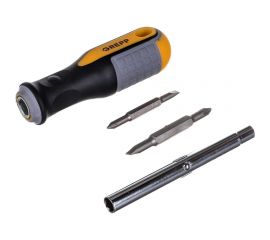 Реверсивная отвертка 6в1 Ladina GREPP SL5/PH1, SL6/PH2, CrV, трехкомпонентная рукоятка 201-025 