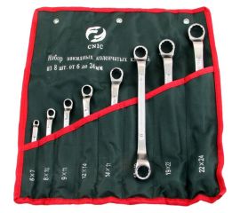 Набор ключей CNIC накидных из 8-ми шт. 6x7 - 22x24 в сумке хром TS-002 50075 