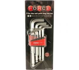 Набор средних с шаром Г-образных шестигранников 1,5-12 мм, 11 предметов FORCE 5116LB 