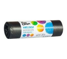 Мешки для мусора ""Особо прочные"" 60 л, 20 шт, черные, ролик Fun Clean 6443 