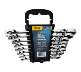 Набор комбинированных шарнирных ключей DELI с трещоткой 8 шт. DL140208T 98319 
