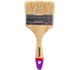 Плоская кисть с натуральной щетиной KRAFOR ЕВРО №4, деревянная ручка 100мм 004-0040 49216 