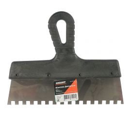 Фасадный шпатель Gigant 250 мм зуб 8х8 мм из нержавеющей стали с пластиковой ручкой SPT 018 