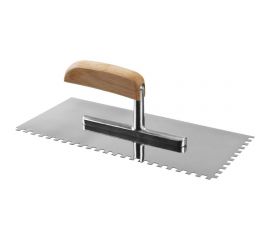 Нержавеющая зубчатая гладилка с деревянной ручкой 6х6мм, 130х280мм ЗУБР ПРОФЕССИОНАЛ 0806-06_z01 