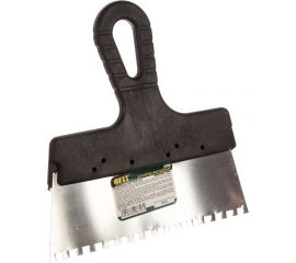 Фасадный нержавеющий зубчатый шпатель 200 мм, зуб 6 мм FIT 06626 