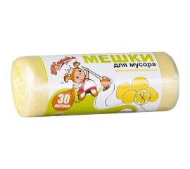 Мешки для мусора 30 л, 50 шт, желтые, с ароматом лимона, ролик Золушка 6420 