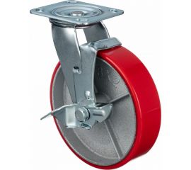 Колесо поворотное с боковым тормозом ( 200 мм; игольчатый подшипник; грузоподъемность 350 кг; чугун; полиуретан) СТЕЛЛА-ТЕХНИК N29200CPUB1 