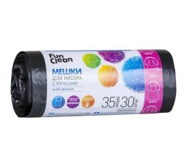 Мешки для мусора ""Особо прочные"" 35 л, 30 шт, черные, с ручками, ролик Fun Clean 7499 