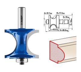 Полустержневая фреза ЗУБР Профессионал 54x43.5 мм, радиус 17.5 мм 28722-54 