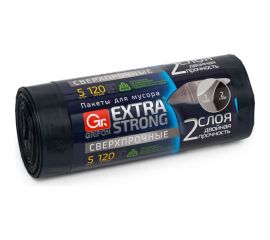 Пакеты для мусора EXTRA STRONG 120 л, 5 шт в рулоне GRIFON 101-076 