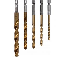 Набор сверл по металлу 5 предметов с хвостовиком 1/4"" 4,5,6,8,10 мм YATO YT-44700 