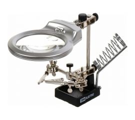 Держатель для пайки многофункциональный ДПМ Алмаз 2 зажима крокодил, лупа с LED подсветкой, 3хААА TDM SQ1025-0706 