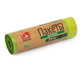 Пакеты для мусора с завязками 60 л, 15 шт в рулоне GRIFON 101-082/2 