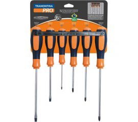 Набор отверток TRAMONTINA PRO 44128/406, намагниченные, 3 шлиц + 3 крестовые Б0056117 