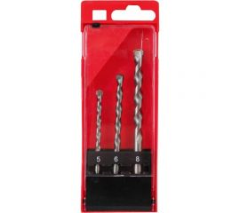 Набор сверл по бетону с твердосплавной напайкой 5, 6, 8 мм, 3 шт, пластиковая коробка Спец 320106 