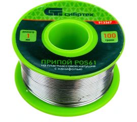 Припой с канифолью на пластмассовой катушке POS61 (1 мм; 100 г) СИБРТЕХ 913367 