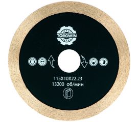 Алмазный диск тонкий со сплошной кромкой для керамогранита 115х1.2х10х22.23 мм TORGWIN 106AG-TG11522TKL 