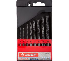 Набор сверл спиральных по дереву Профессионал (8 шт; 3-10 мм; М-образная заточка) Зубр 29421-H8_z01 